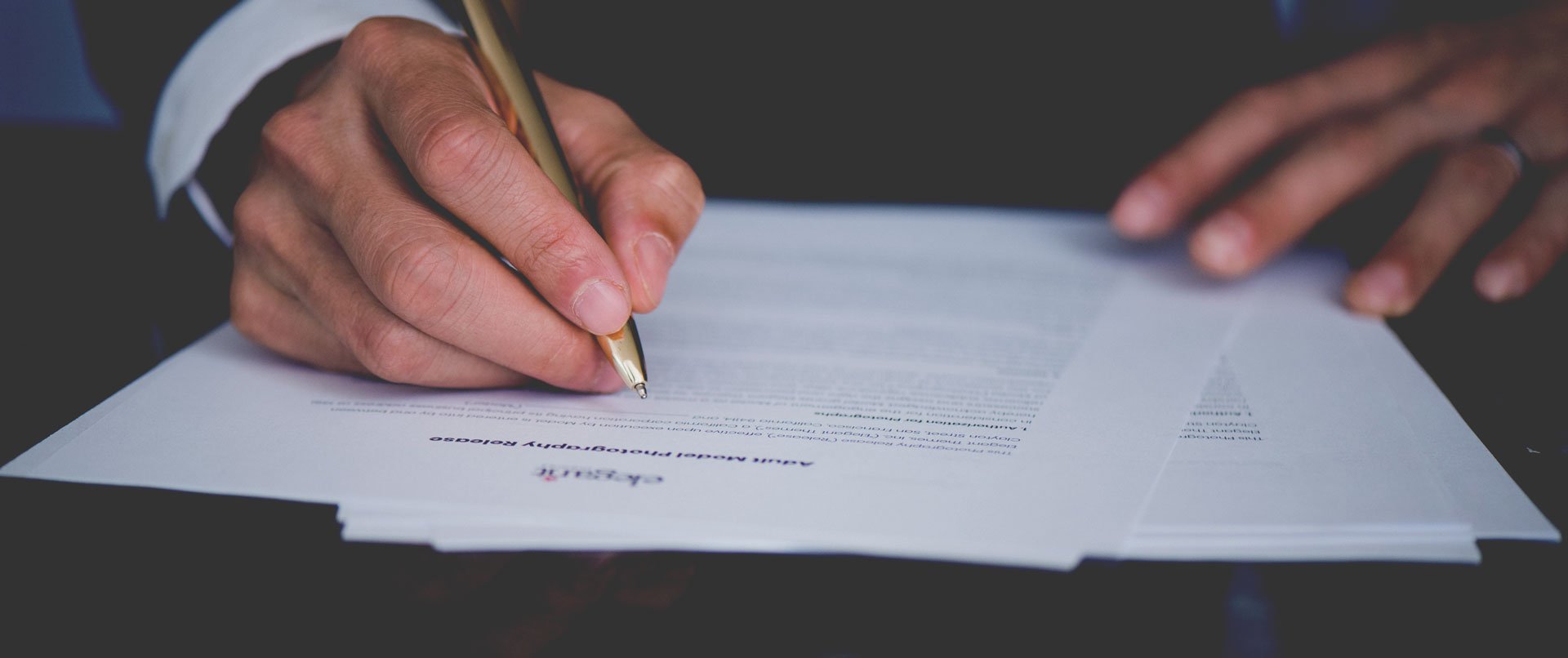 lite prepcenter Male In Suit Signing Contract