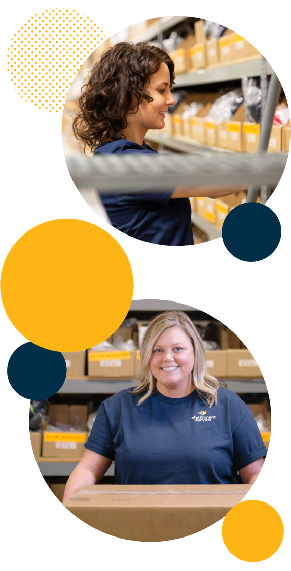 lite prepcenter Female Employees Double Photos With Large Dots