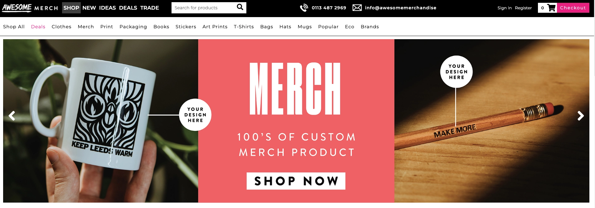 awesome merch image of the DesignAShirt homepage