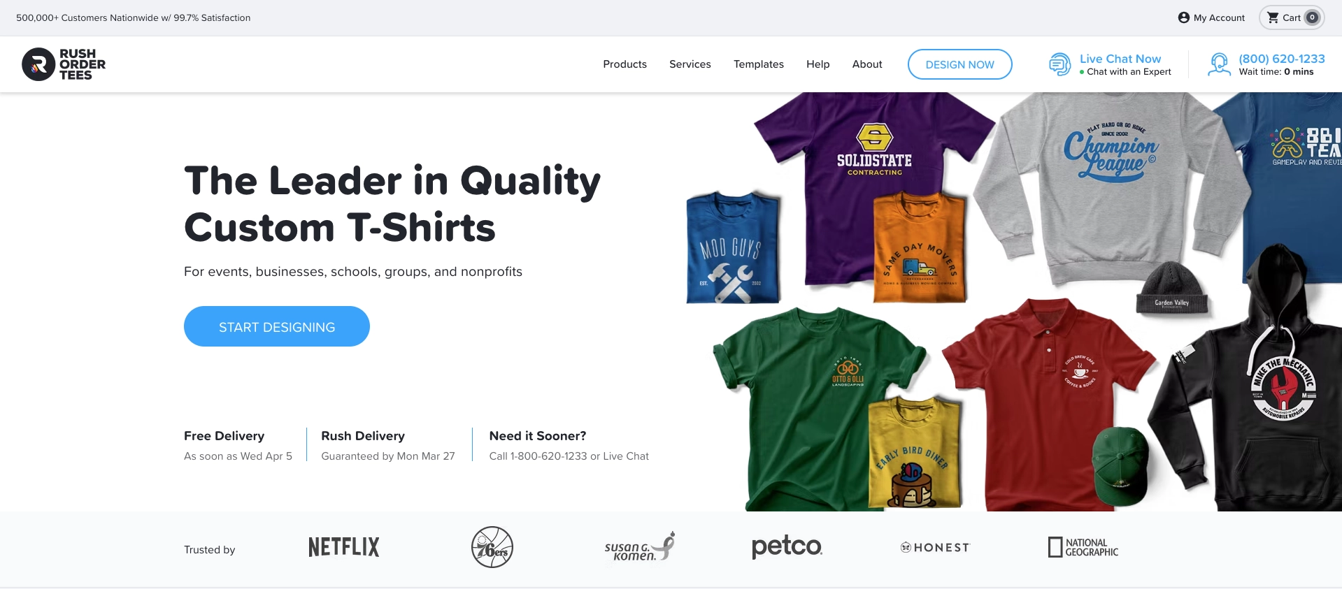 rush order tees image of rushordertees website homepage