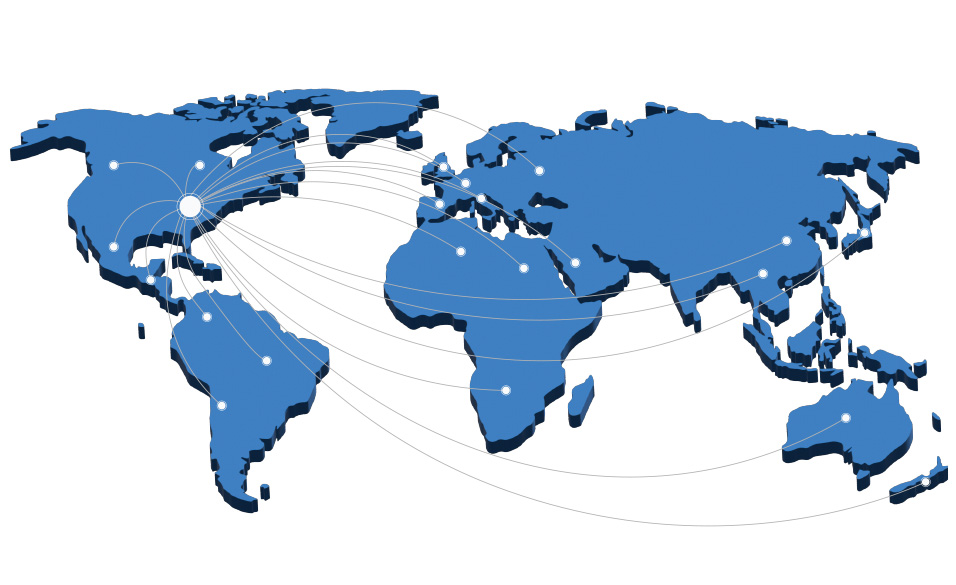 Map of international fulfillment from USA