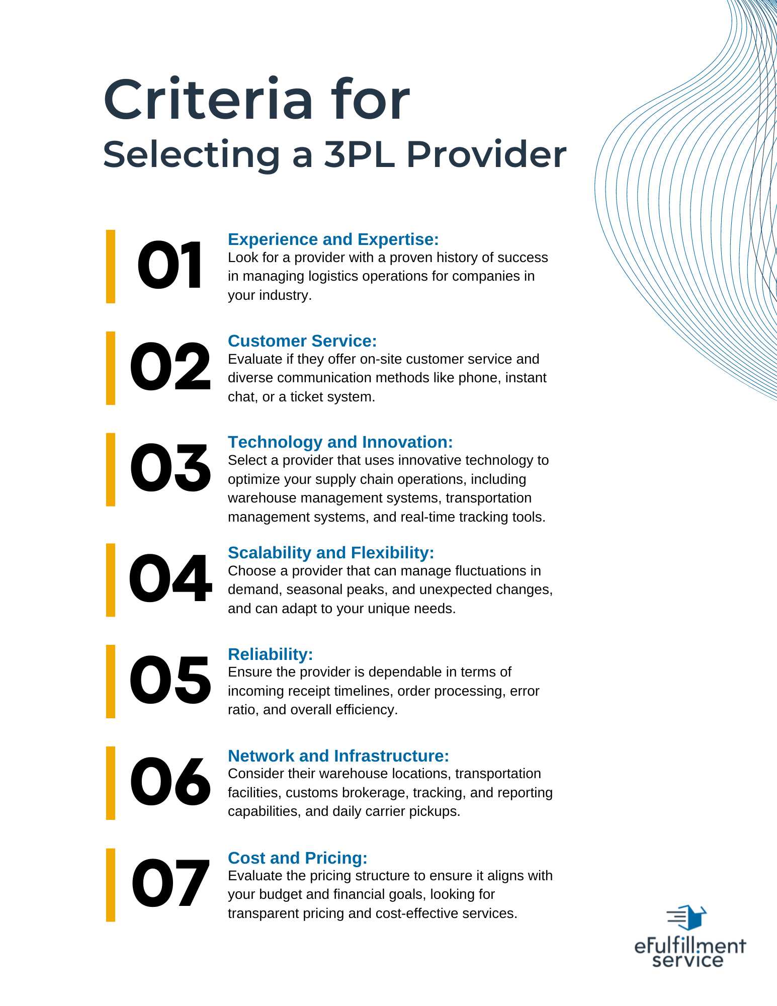 Graphic of checklist for selecting a Third Party Logistics (3PL) provider